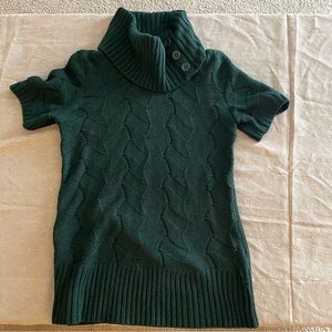 NEW YORK & CO Women's Green Cowl Neck Short Sleeve Sweater Sz M